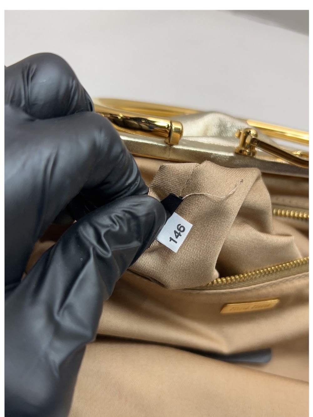 Miu Miu gold calfskin handbag with gold hardware - Picture 9 of 12